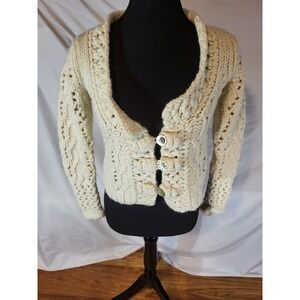 Oilily Size M Cream 100% Wool Cardigan Sweater Ivory